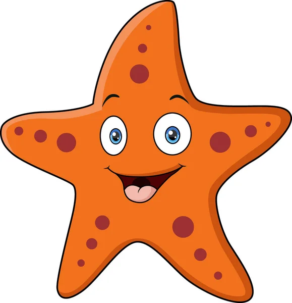 Vector Illustration Cute Orange Starfish Cartoon White Background — Stock Vector
