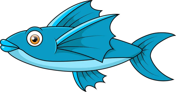Ilustração Vetorial Desenhos Animados Peixes Voadores Bonitos Fundo Branco — Vetor de Stock