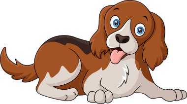 Beyaz arkaplanda şirin köpek çizgi filminin vektör çizimi