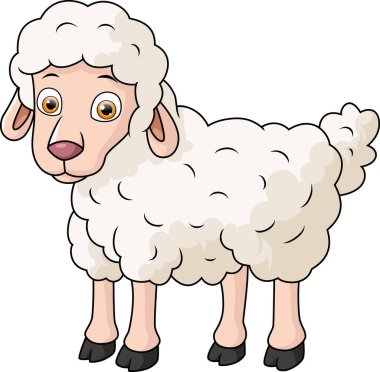 Vector illustration of Cute baby sheep cartoon on white background