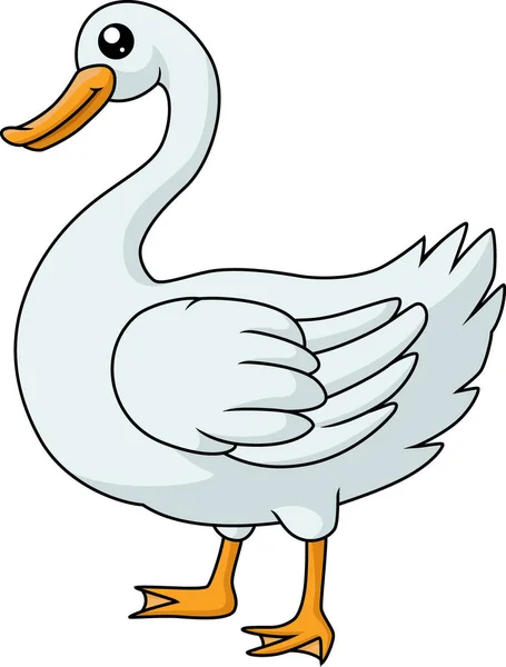 Vector Illustration Cute Swan Cartoon White Background — Stock Vector