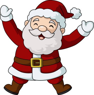 Beyaz arkaplanda Şirin Noel Baba çizgi filminin vektör illüstrasyonu
