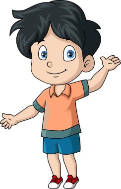 Beyaz arka planda şirin çocuk çizgi filminin vektör çizimi