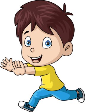 Koşan şirin çocuk çizgi filminin vektör çizimi
