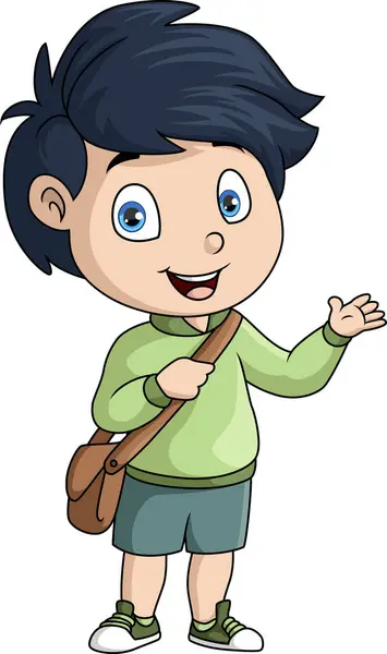 Wektor Ilustracja Cute Little School Boy Kreskówki — Wektor stockowy