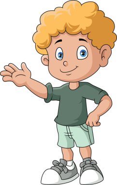 Beyaz arka planda şirin çocuk çizgi filminin vektör çizimi