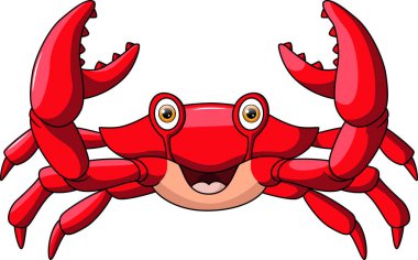 Vector illustration of Cute happy crab on white background