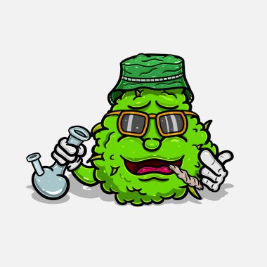 Cam kaplı, kova şapkalı, cam nargileci ve sigara içen bir çizgi film..