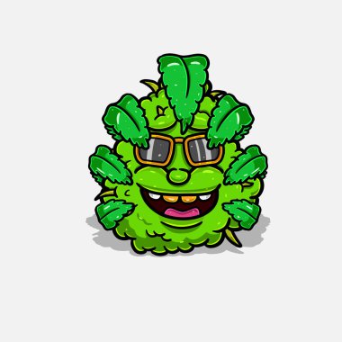 Cam kaplı ve kenevir yapraklarıyla kaplanmış ot çizgi filmi..