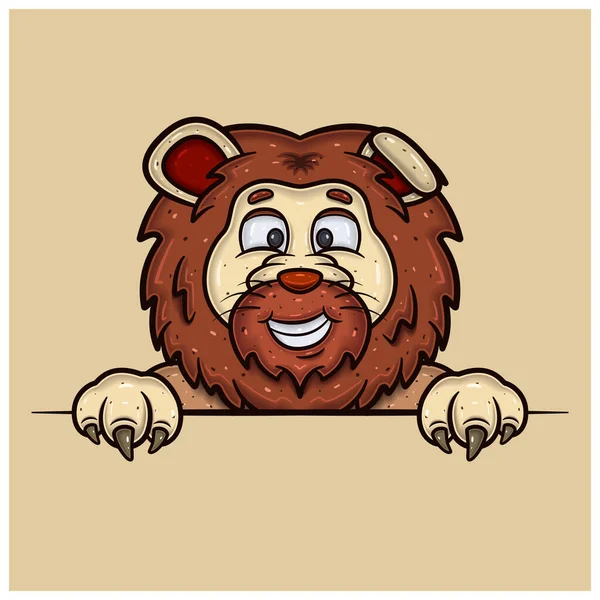 Happy Face Expression Lion Cartoon Stockillustration