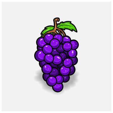 Grape Fruit Cartoon With Simple Gradient and Details.
