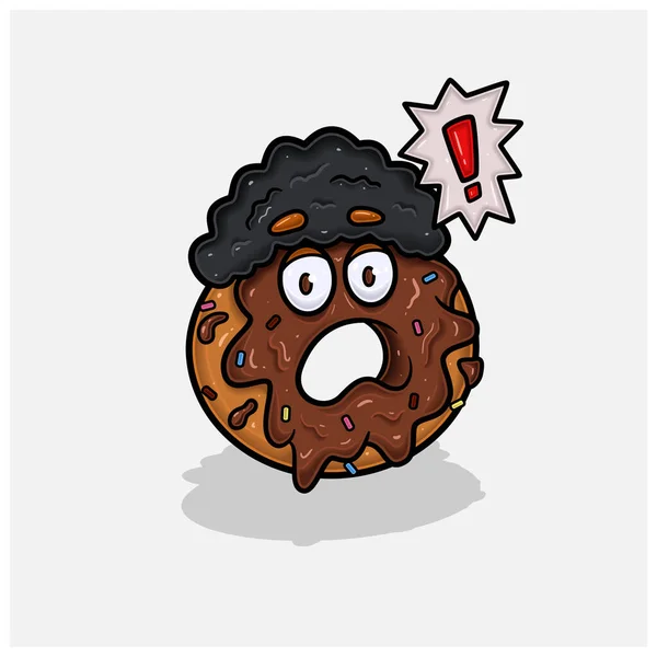 Desenhos Animados Personagens Chocolate Donut Com Expressão Chocada Com Gradientes — Vetor de Stock
