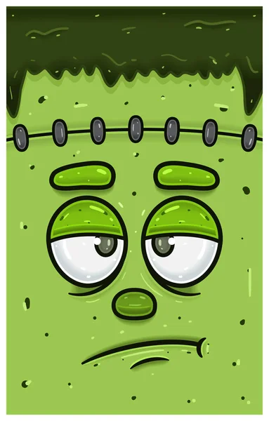 Bored Expressions Frankenstein Face Character Cartoon Wallpaper Cover Label Packaging — 스톡 벡터