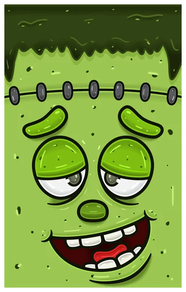 High Expression Frankenstein Face Character Cartoon Tapety Obaly Štítky Obaly — Stockový vektor