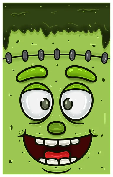 Happy Expressions Frankenstein Face Character Cartoon Wallpaper Cover Label Packaging — 스톡 벡터