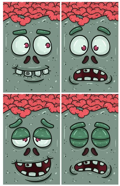 Hopplöst Otroende Hög Och Sömnig Uttryck Zombie Face Character Cartoon — Stock vektor