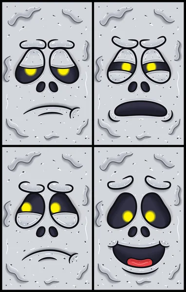 White Ghost Face Expressive Character Cartoon 이었습니다 Bored Suspecious Jealous — 스톡 벡터