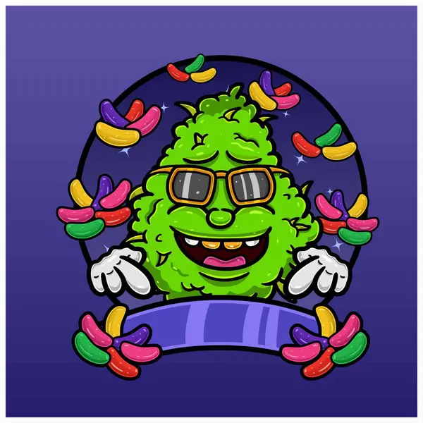 Jelly Bean Flavor Weed Mascot Cartoon Inglés Diseño Malezas Para Vector De Stock
