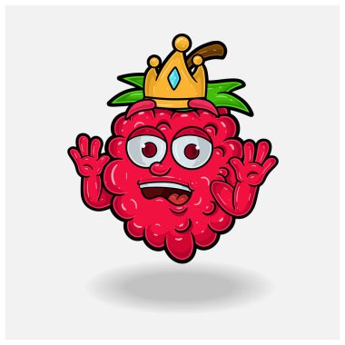 Shocked expression with Raspberry Fruit Crown Mascot Character Cartoon.  clipart