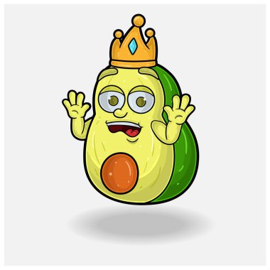 Avokado Fruit Crown Maskot Karakteri Çizgi Filmiyle şok olmuş ifade.