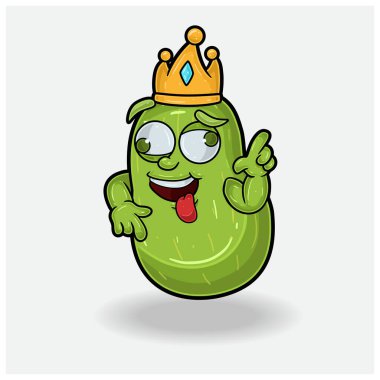Çılgın ifadeli Armut Meyvesi Maskot Karakteri. 