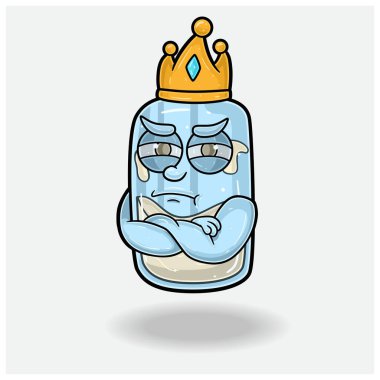 Kıskanç ifadeli Süt Maskesi Karakteri çizgi filmi. Marka, etiket, paketleme ve ürün için. 