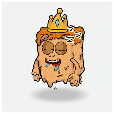 Karamel Maskot Çizgi Filmi. Yüzünde uyku ifadesi var. Marka, etiket, paketleme ve ürün için. 