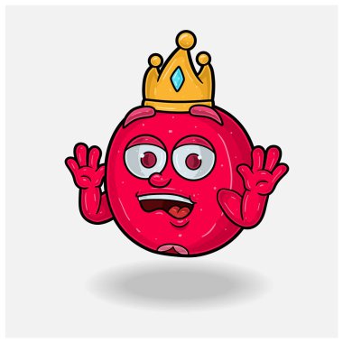 Kızılcık Meyvesi Maskot Karakteri Şok Yüzlü. Marka, etiket, paketleme ve ürün için. 