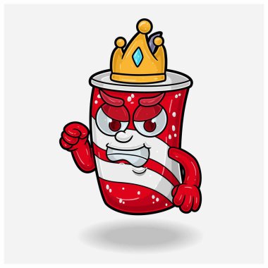 Kızgın ifadeli Cola Maskot Karakteri çizgi filmi. Marka, etiket, paketleme ve ürün için. 