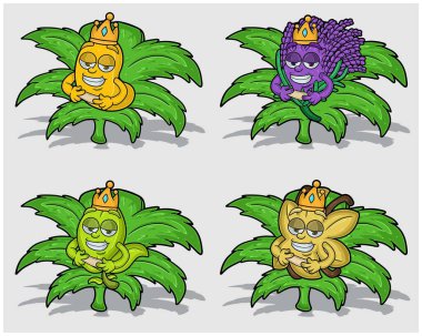 Karikatür Karakterleri: Jelibon, Lavanta, Çay ve Ot Yaprağında Taç Olan Vanilya..