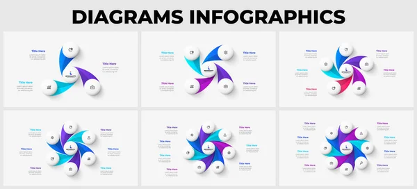 Set Von Abstrakten Infografik Elementen Zur Präsentation Von Unternehmen Zyklusdiagramme — Stockvektor