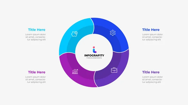 stock vector Round diagram divided into 4 segments. Concept of four options of business project infographic.