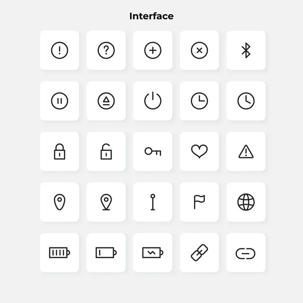 Interface Line Icons Sammlung Grundsätzliches Thin Outline Symbole Pack — Stockvektor