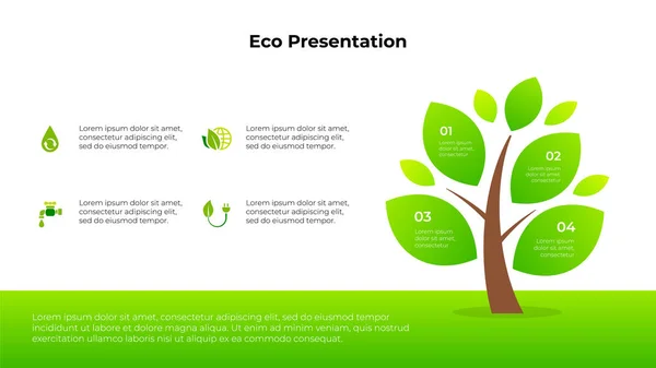 Árvore Abstrata Elemento Infográfico Com Folhas Modelo Design Ecológico Ilustração — Vetor de Stock