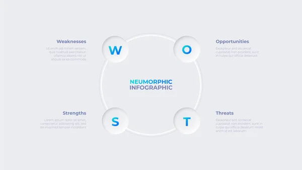 Neumorphic Concept Swot Analysis Infographic Design Template — Stock Vector