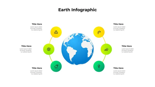 地球生态学信息图形模板 有6个备选方案的拯救世界环境概念 — 图库矢量图片