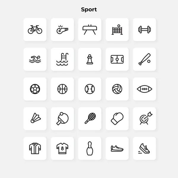 Kollektion Von Symbolen Der Sportlinie Thin Outline Symbole Pack — Stockvektor