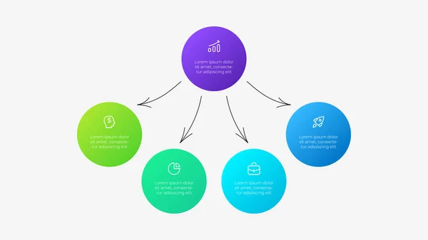 Flow Chart Infographic Slide Circles Doodle Arrows Concept Business Project — Stock Vector