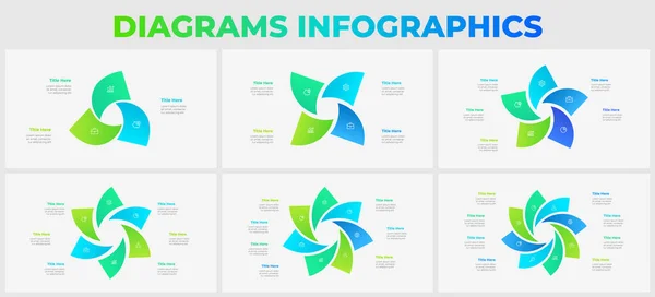 Set Von Präsentationsfolien Für Die Infografik Abstrakte Zyklusdiagramme Zur Visualisierung — Stockvektor