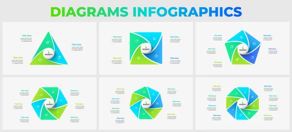 Set Elemen Geometris Dibagi Menjadi Dan Pilihan Templat Dari Infografis - Stok Vektor