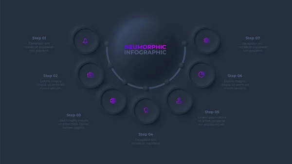 Šablona Tmavého Pneumatického Infografického Designu Vývojový Diagram Možnostmi — Stockový vektor