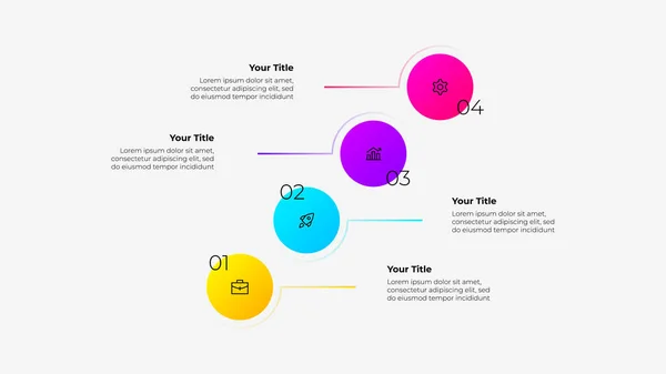 Quatre Cercles Multicolores Infographie Visualisation Des Données Entreprise Modèle Présentation — Image vectorielle