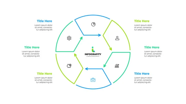 总的周期图分为6个部分 设计概念的六个步骤或部分的商业周期 Infographic设计模板 — 图库矢量图片