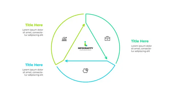 アウトラインサイクル図は3つのセクターに分かれています ビジネスサイクルの3つのステップまたは部分の設計コンセプト インフォグラフィックデザインテンプレート — ストックベクタ