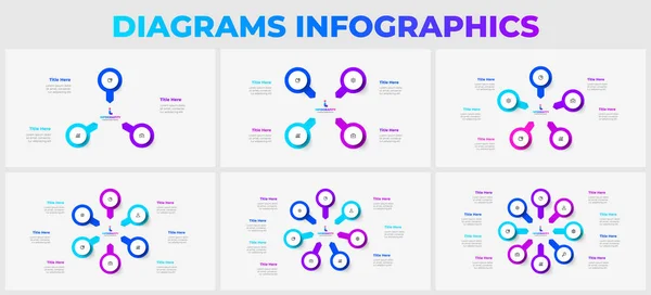 Ensemble Éléments Flèches Cercles Infographiques Diagrammes Vectoriels Avec Options Étapes — Image vectorielle