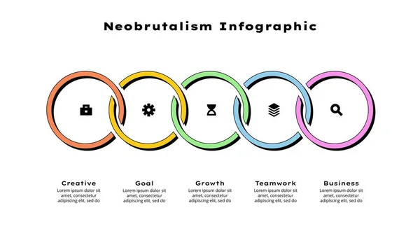 Horizontale Zeitleiste Des Neobrutalismus Infografik Mit Optionen Schritten Oder Prozessen lizenzfreie Stockvektoren