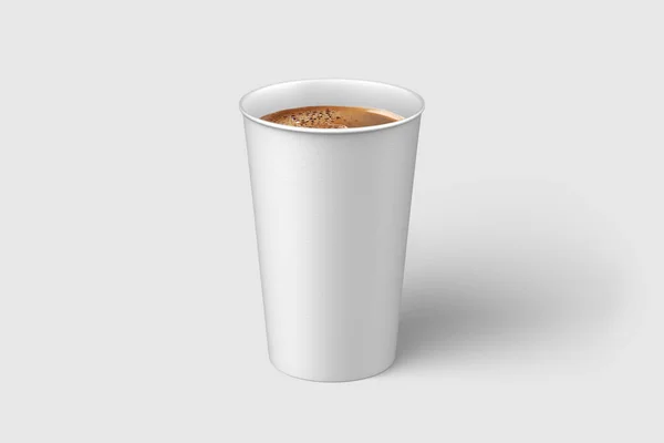 Kaffeetasse Aus Papier Mit Plastikdeckel Attrappe Isoliert Auf Hellgrauem Hintergrund — Stockfoto