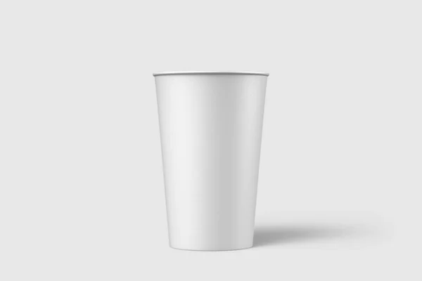 Papír Csésze Műanyag Kupak Mockup Sablon Izolált Világosszürke Háttér Nagyfelbontású — Stock Fotó