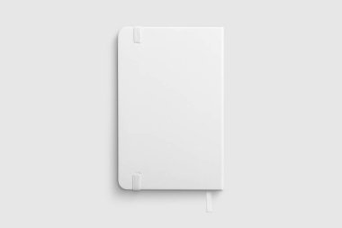 Şeffaf bir arkaplanda izole edilmiş beyaz deri bir defter modeli, PNG. Yüksek çözünürlük. 