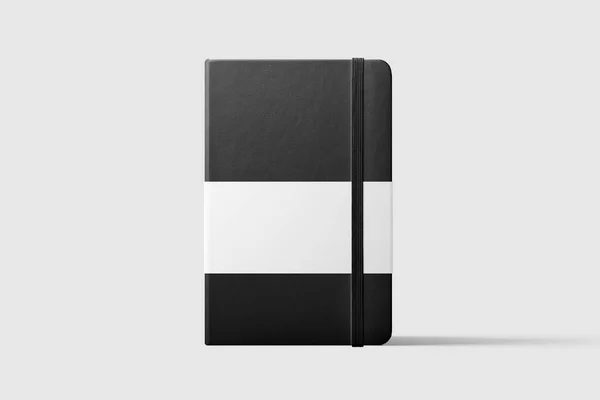 Top Kilátás Egy Fekete Bőr Notebook Mockup Elszigetelt Átlátszó Háttér — Stock Fotó